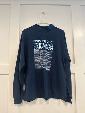 Vintage Portland Marathon Finisher Long Sleeve Tee - Navy